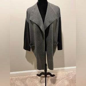 Zara knit coat- knee length with leather sleeves. Size L